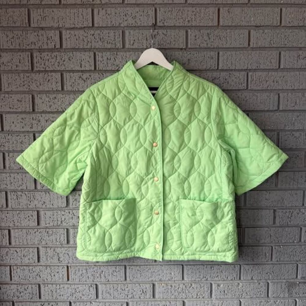 NEW Talbots Quilted Puffer Jacket Size Medium Green - Picture 2 of 5